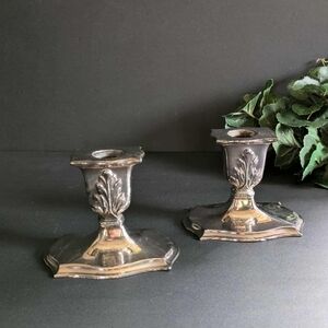 Antique Coronet Silver Plate Taper Candle Holders Pair Candlesticks Home Decor